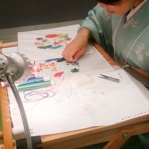 ものづくり匠の技の祭典2016で絹糸を使った日本刺繍